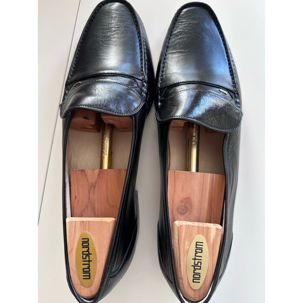 Bally Barnes Black Nappa Leather Loafers Mens 12M Switzerland Parawet